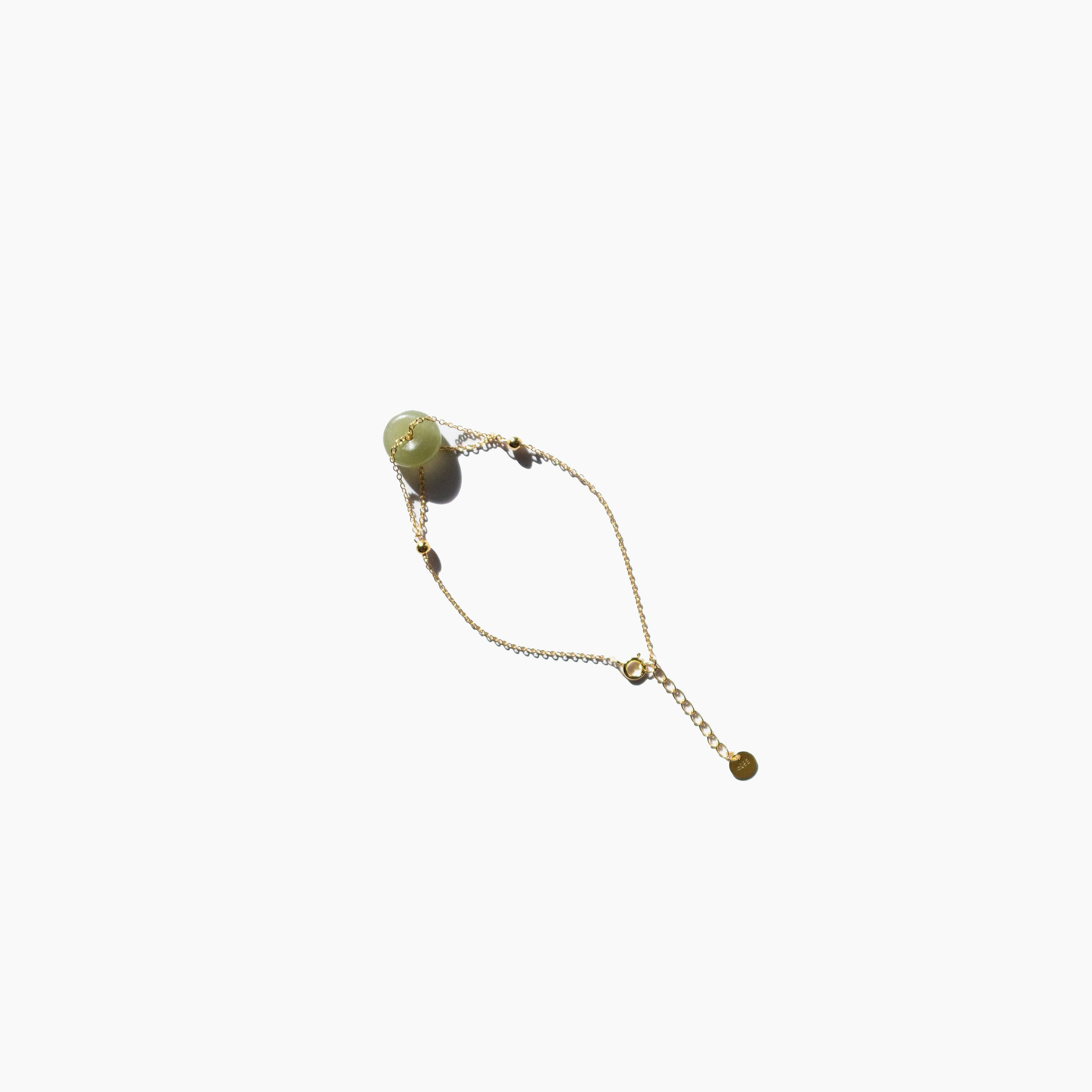 Coin — Green jade gold bracelet