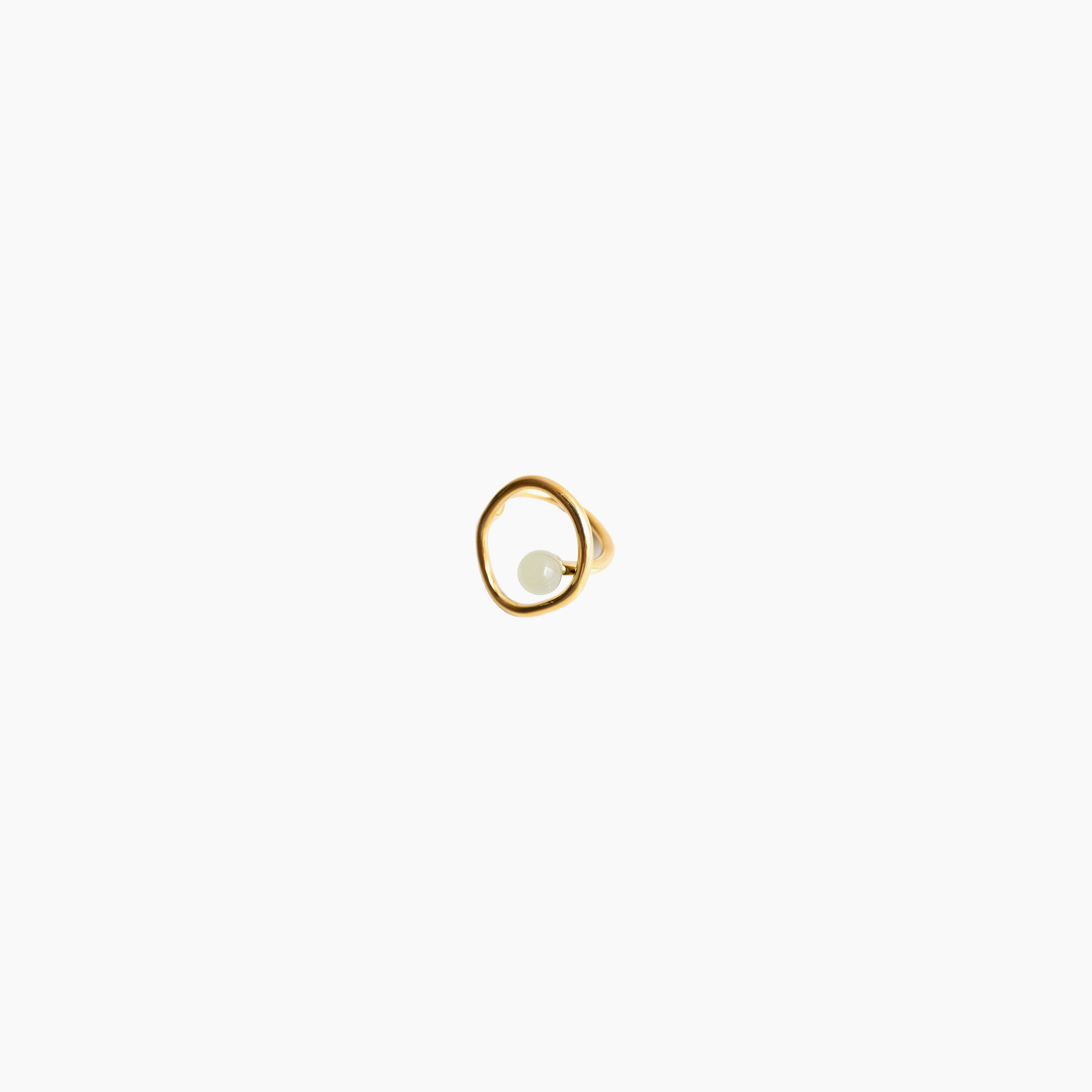 Cosmos — Jade bead gold statement ring