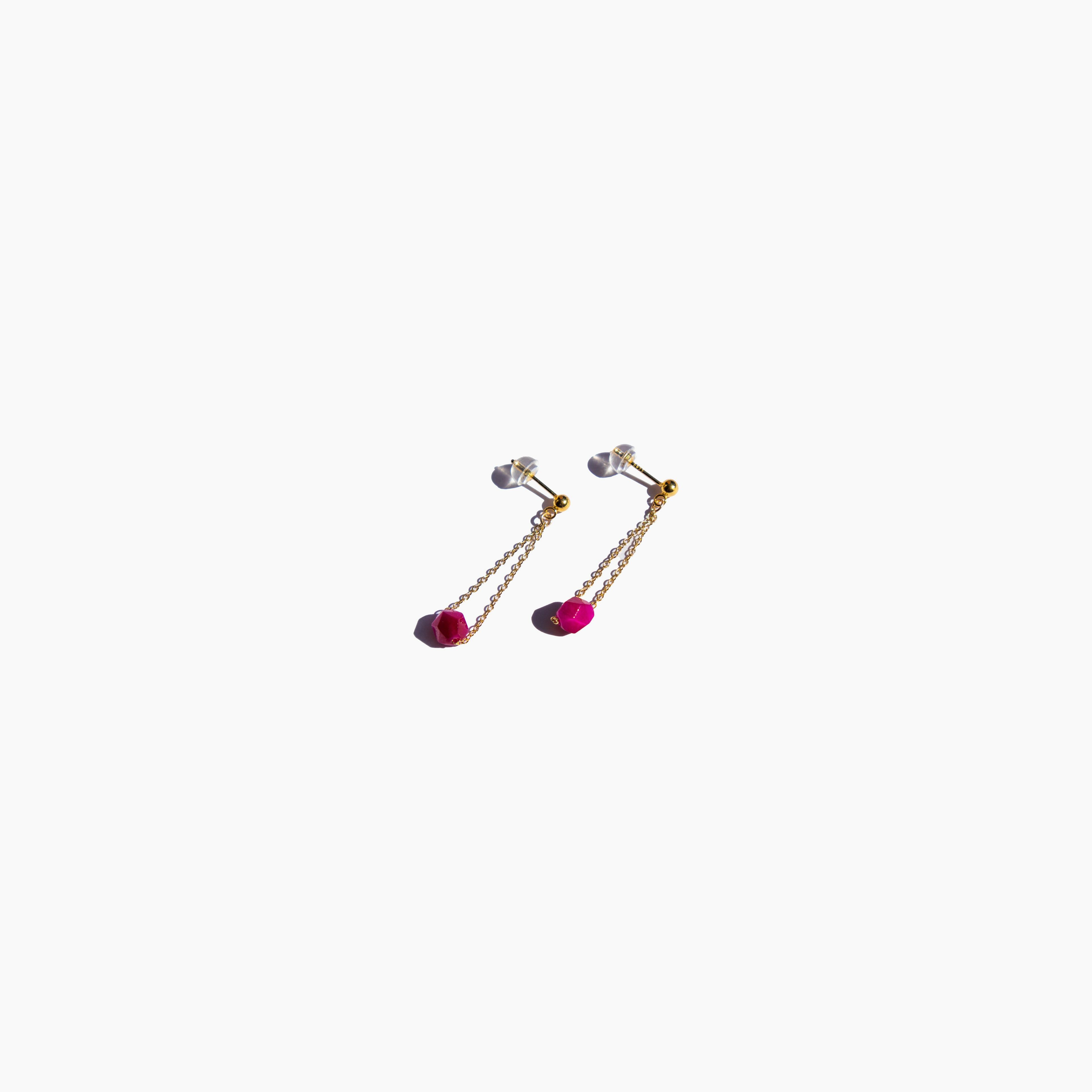 Evelynn — Pink quartzite drop earrings