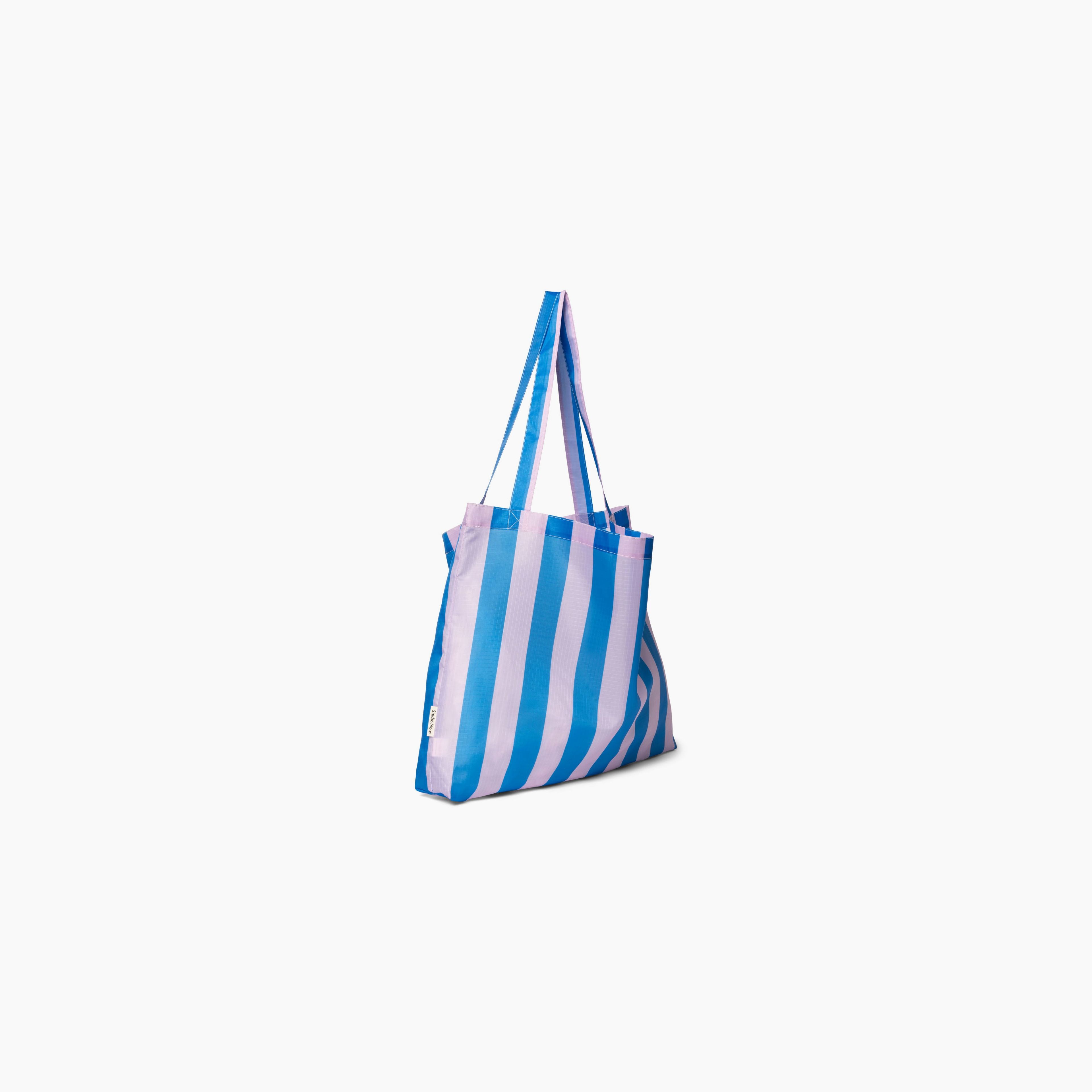 Powder / Blue Striped Grocery Bag