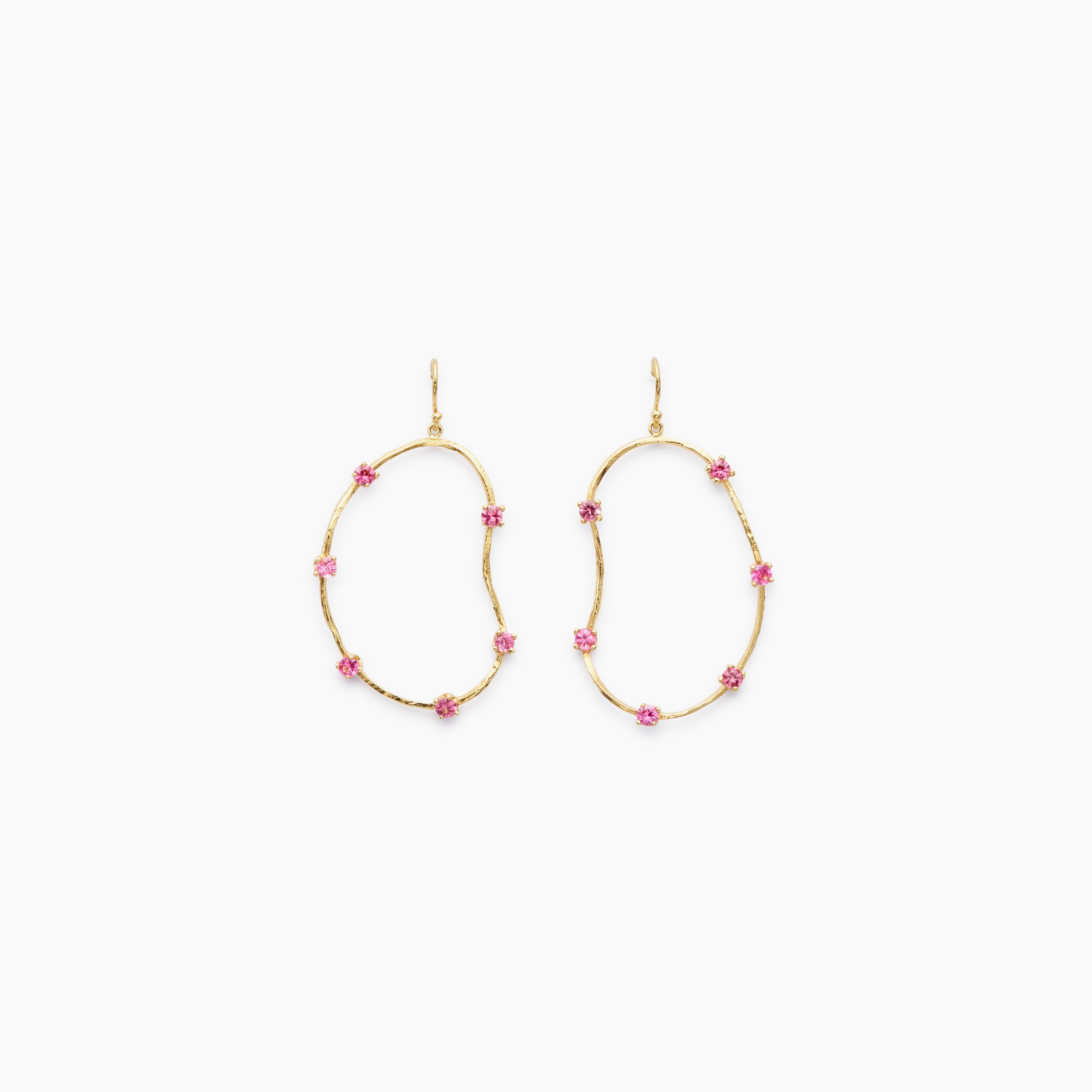 Oyster Earrings with Pink Spinels in 18kt Gold