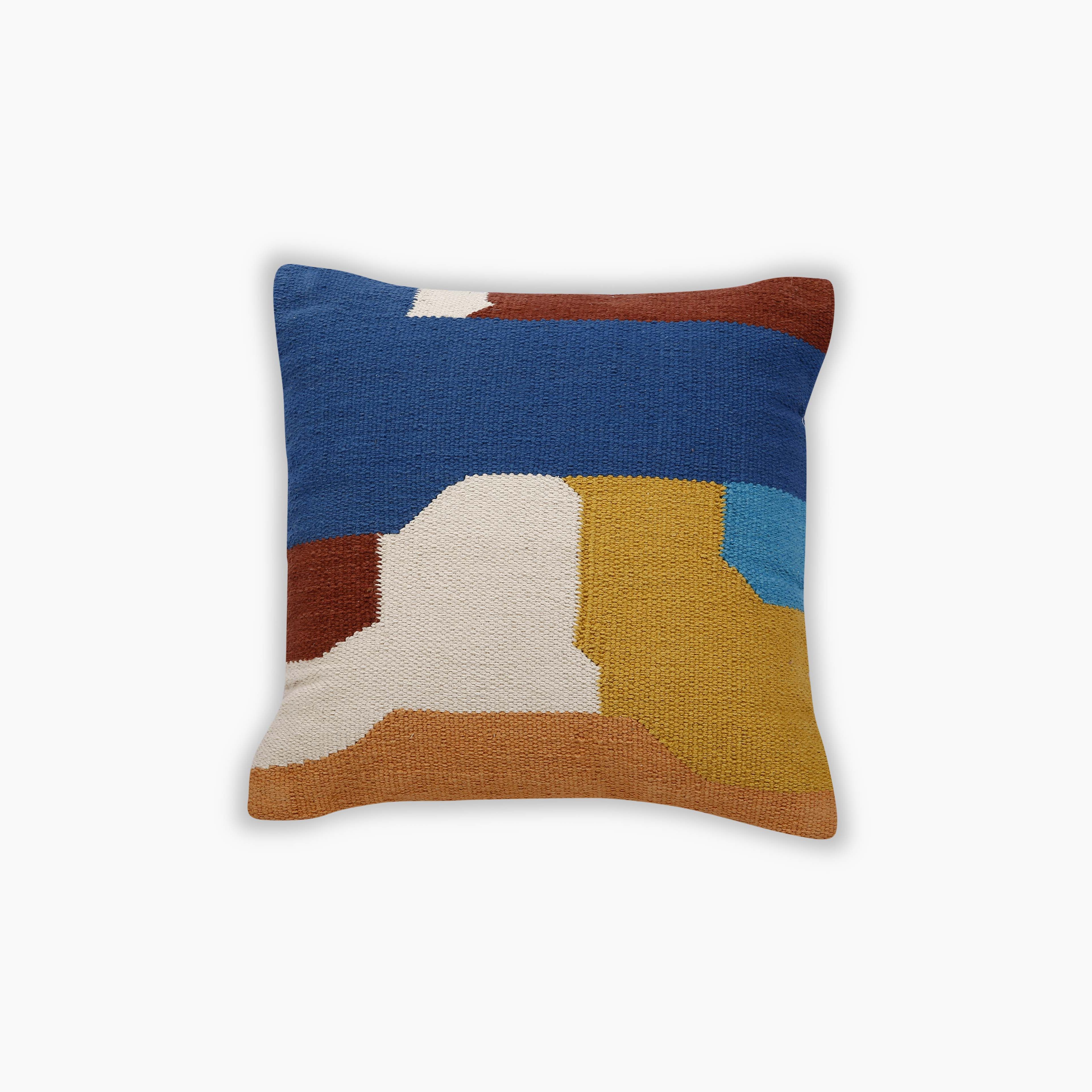 Ladakh Handcrafted Throw Pillow, Multi- 18x18 inch