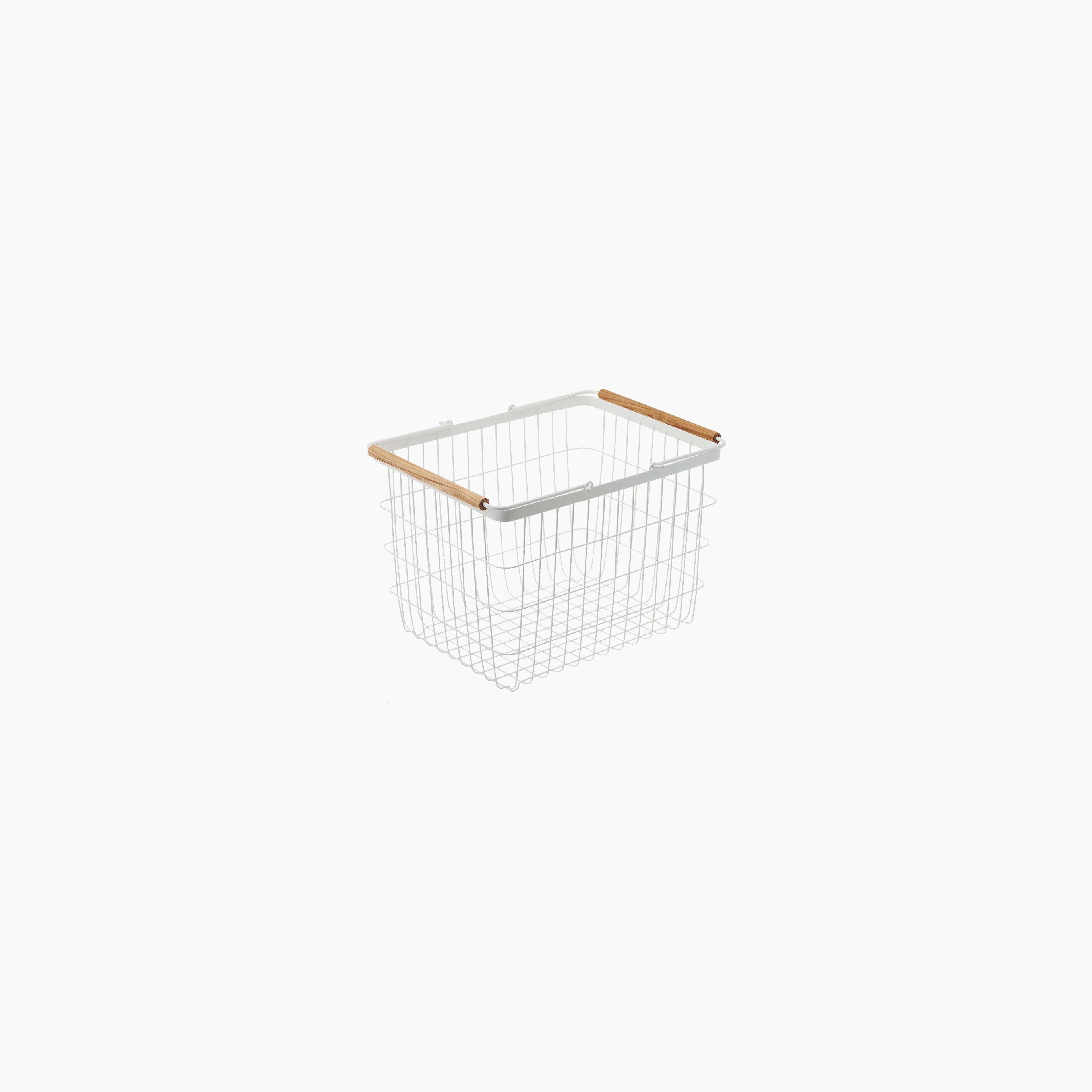 Wire Basket - Two Sizes - Steel + Wood