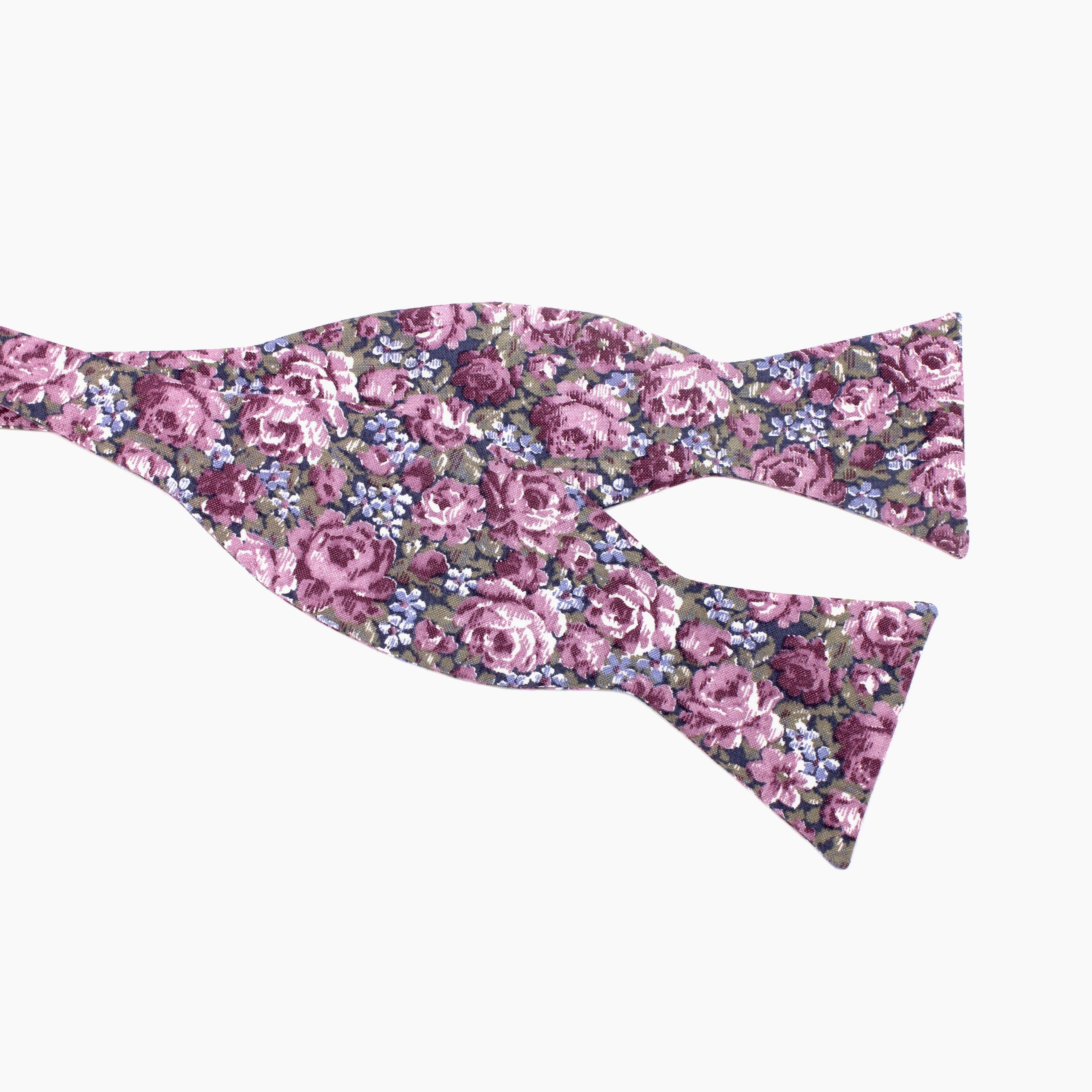 Purple and Navy Floral Bow Tie