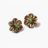 Green Stripe Flower Button Earrings