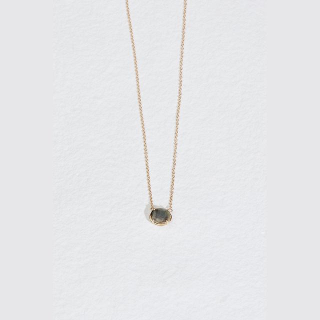 Jp Oval Speckled Sapphire Necklace