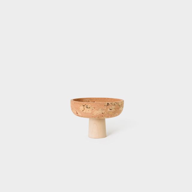 Pink Marbled Cork Tall Footed Bowl