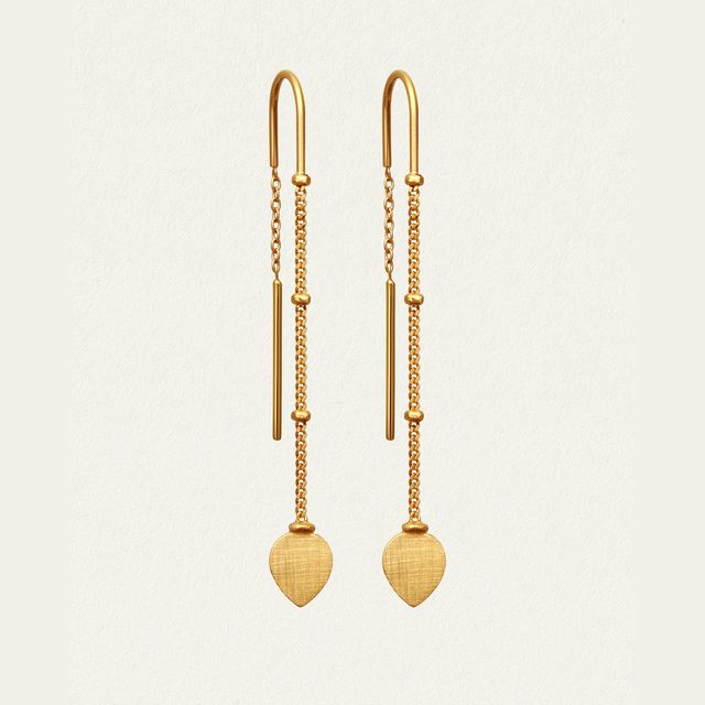 Hanging Lotus Earrings Gold Vermeil