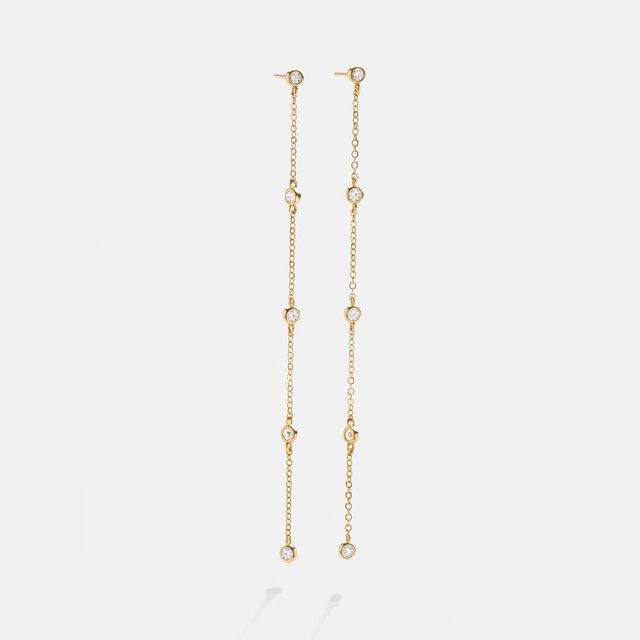 Yasmine 18K Gold Earrings - Clear/Gold