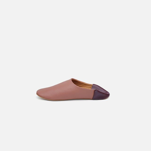 Dusty Pink & Aubergine Leather House Slippers