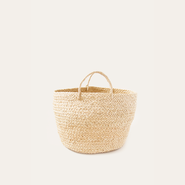 Small Braided Raffia Basket Natural