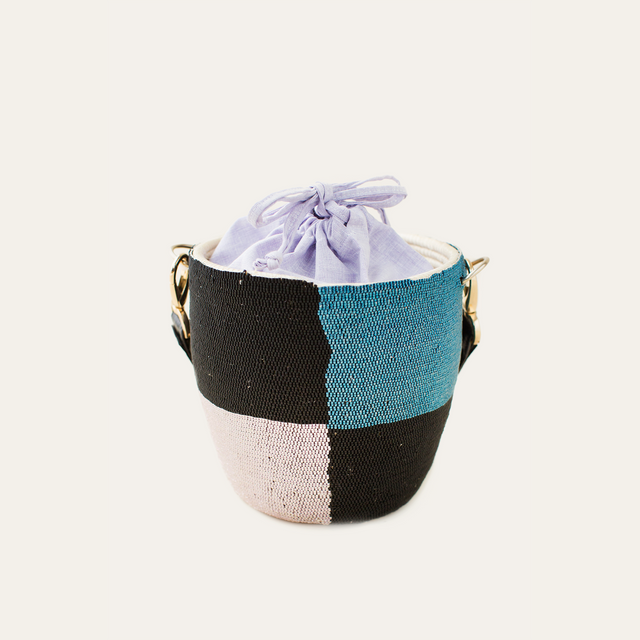 Ingwe Beaded Colorblock Bucket Bag