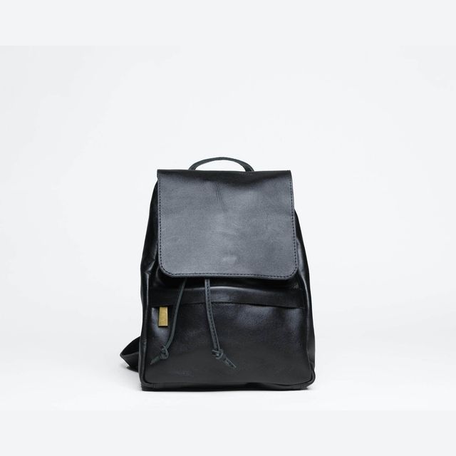 Mini Enku Leather Backpack - Black