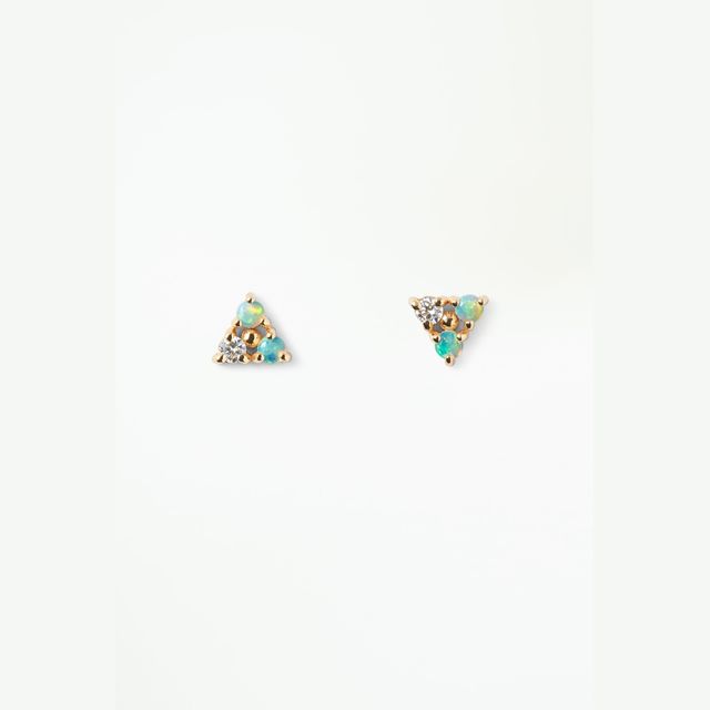 Tri-Opal & Diamond Earring - Single
