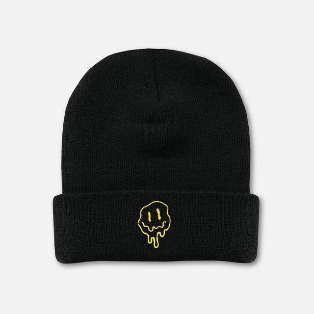 Happy Face Drip Embroidered Beanie