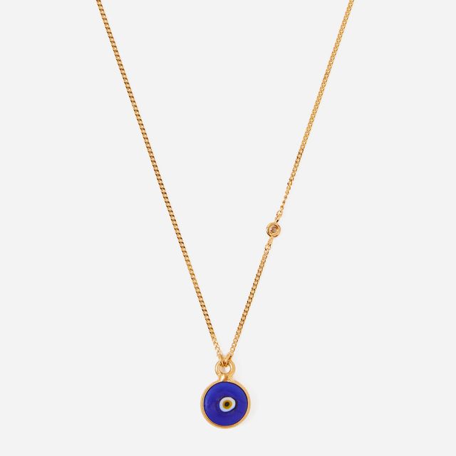 Blue Evil Eye Necklace With Champagne Diamond