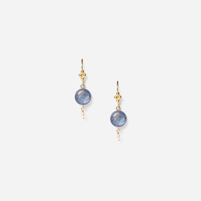 Kyanite and Pearl Drop Earrings