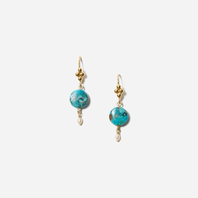 Turquoise and Pearl Drop Earrings