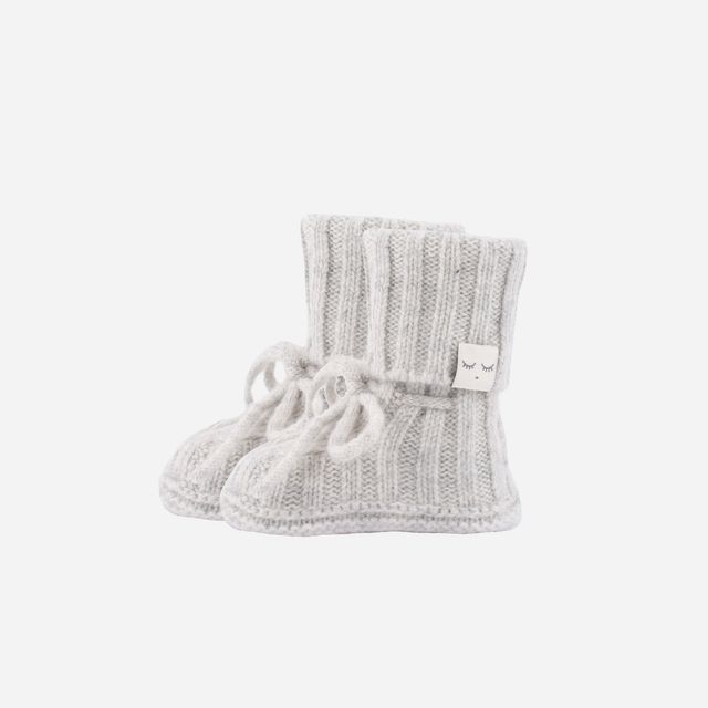 Grey Cable Knit Cashmere Footies