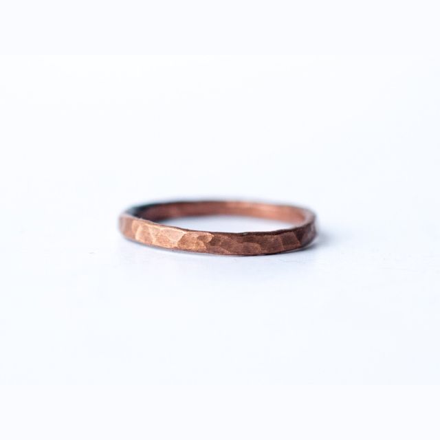Hammered copper stacking ring | Hammered 12 gauge band