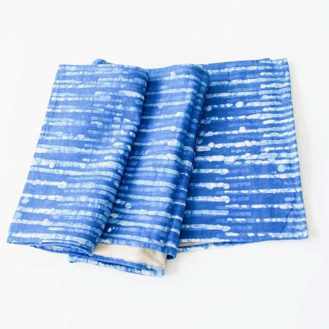SALE:Indigo Blue Thin Strip Linen Table Runner