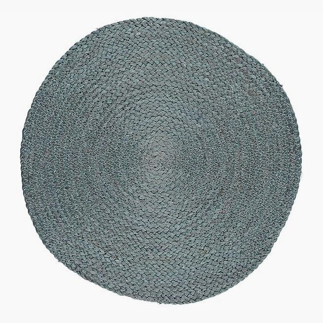 BRITISH COLOUR STANDARD - Silky Jute Round Placemat in Moonstone Grey, 1 Mat, 14" D