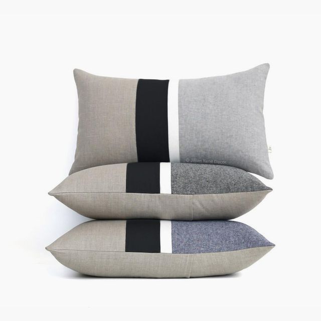 Chambray Striped Pillow - Black