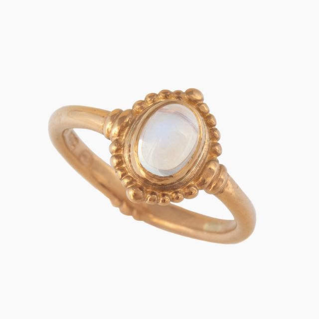 Bead Motif Ring with Moonstone