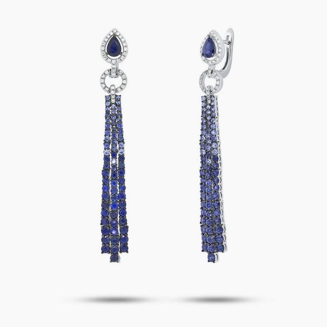 Blue Sapphire Chandelier Drop Earrings