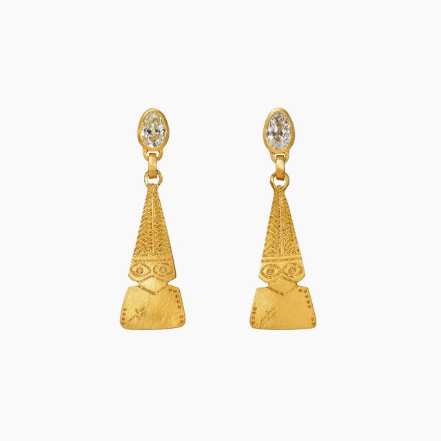 Eye Idol High Priestess Pear Diamond Drop Earrings