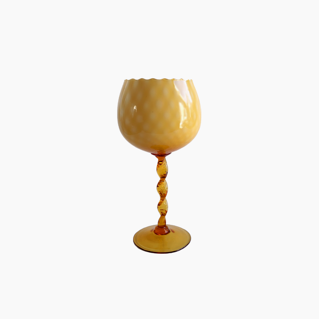 Empoli Amber Twisted Stem Quilted Goblet