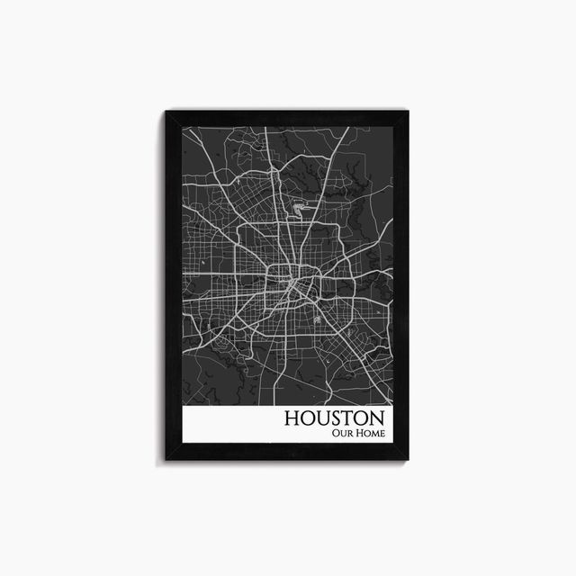 Houston Texas City Streets Push Pin Map Wall Art
