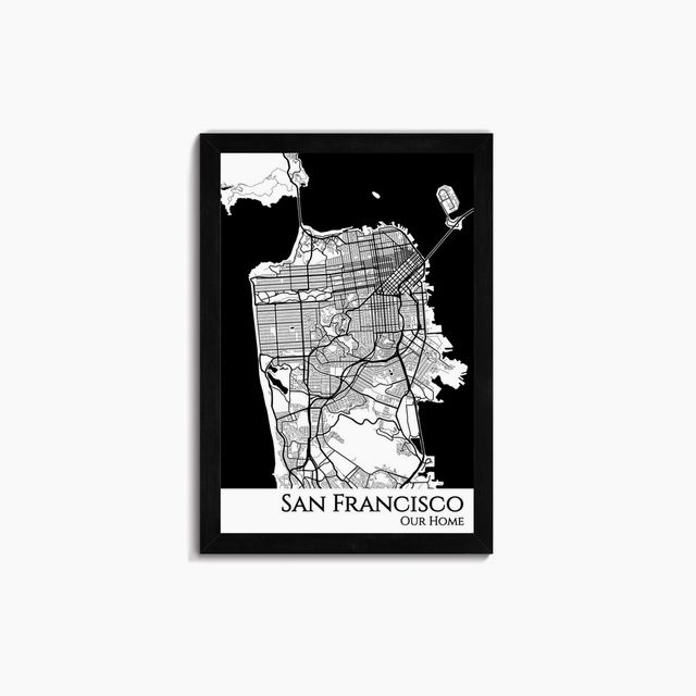 San Francisco City Streets Push Pin Map Wall Art