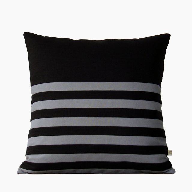 Multi Stripe Pillow - Black and Grey