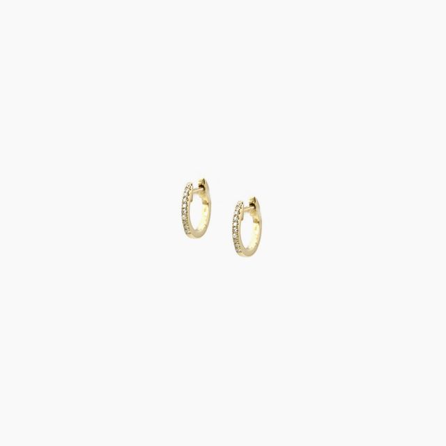 14K Gold Mini Diamond 10mm Huggie Earring