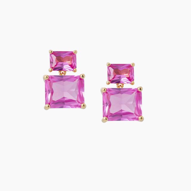 Rectangle Drop Earrings Pink