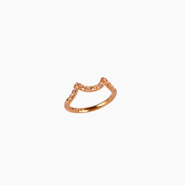 Single Wave Pave Gold and Diamond Ring