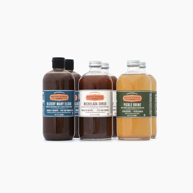 Mixed Case of Savory Cocktail Mixers, 6-pack of 16oz bottles - Bloody Mary Elixir, Michelada Shrub and Pickle Brine