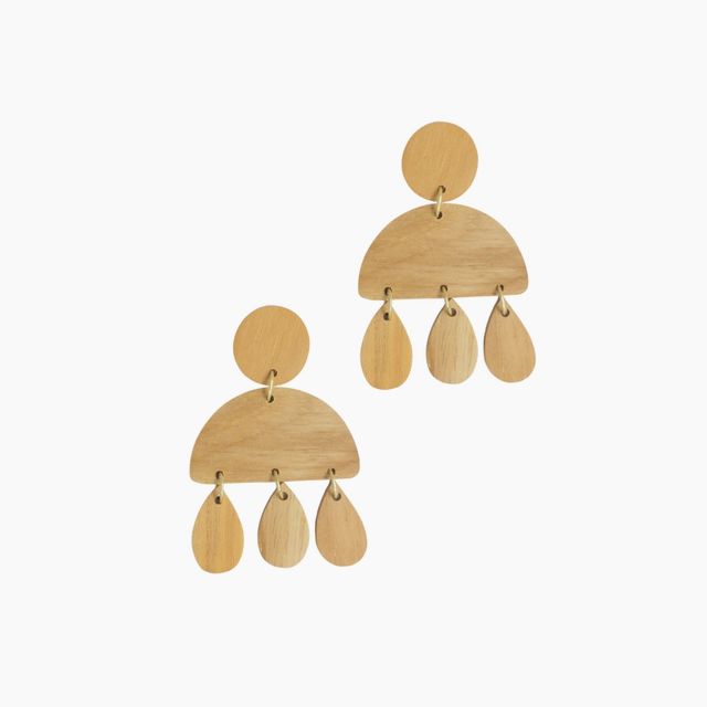Droplets Wood Earrings