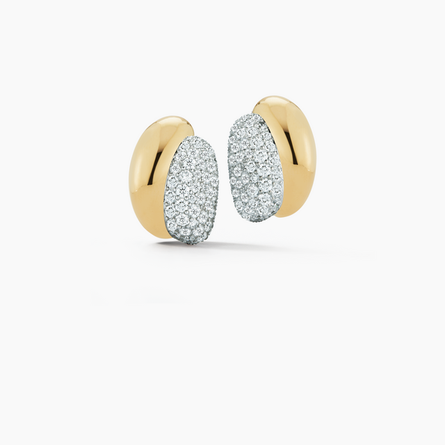 Silhouette Earrings in Yellow Gold & Pave Diamond