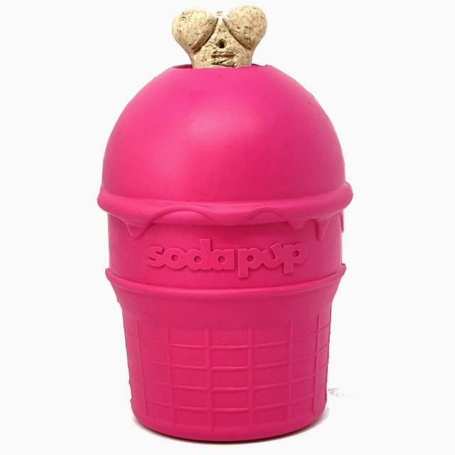 Ice Cream Cone Durable Rubber Chew Toy and Treat Dispenser