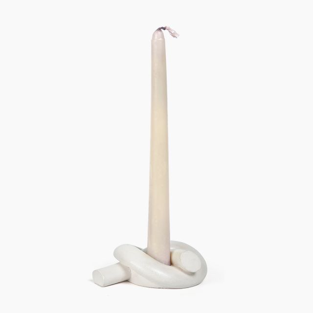 Aesthetic Style Knot Concrete Candle Holder - Ivory , 1x3.2x4.5 Inch