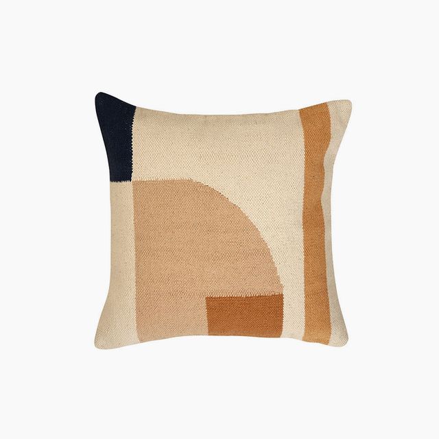 Geo Shapes Handcrafted Throw Pillow, Earth - 18x18 inch