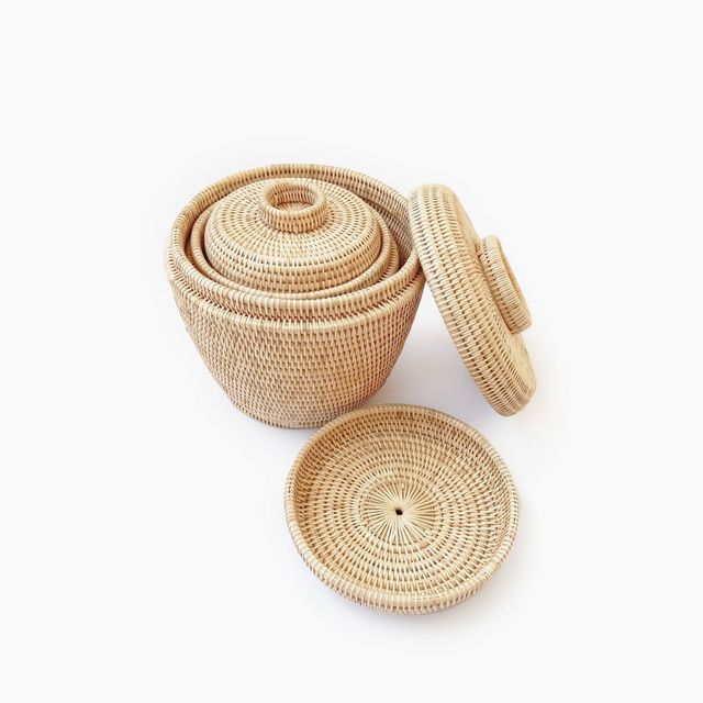 Rattan-Saha Nesting Baskets- Set Of 3